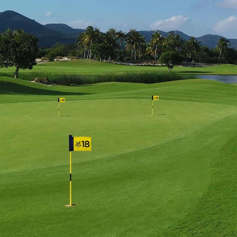 2BUT 2024 PGA Valhalla Golf Pin Flag Practic Putting Green Golf Flag For Backyard Garden Double-Sewn 600D Nylon Miniature Pin Flag Regulation Tube Flag(Yellow 8"x6") - Image 5